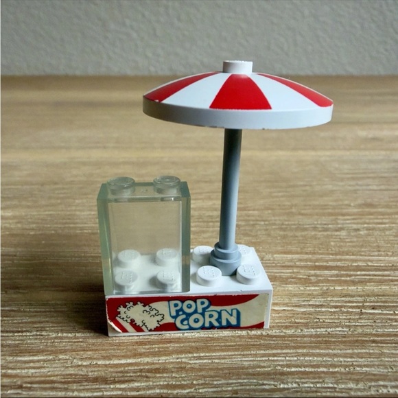 LEGO Popcorn Stand Cart Umbrella Vendor Accessory Mini Build Parts Vintage 80s - Picture 3 of 5